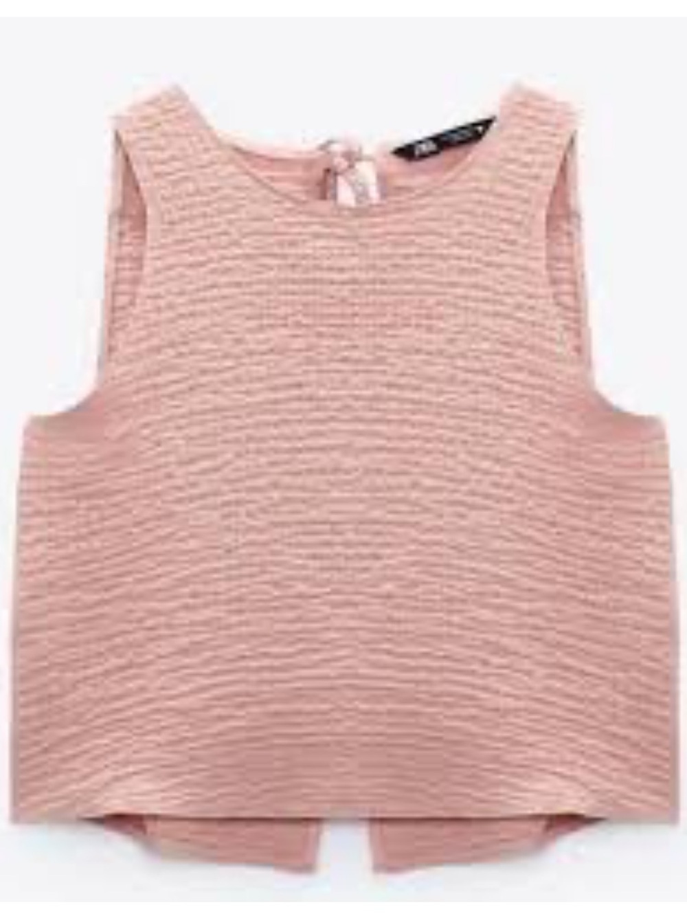 Zara Blush Pink Textured Sleeveless Crop Top
